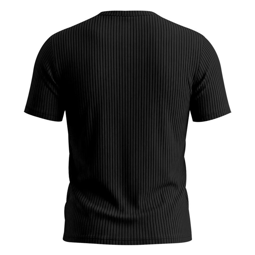 Men's Casual Lightweight Ribbed Henley Shirt Short Sleeve Buttoned Neck Slim Fit Soft Breathable Fabric Summer Top
