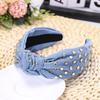 Bohemian Ethnic Denim Center Knot  Hairband With Rhinestone Knotted Headband Hair Accessories