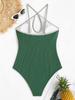 ZAFUL Ribbed Keyhole Binding Cross One-piece Swimsuit