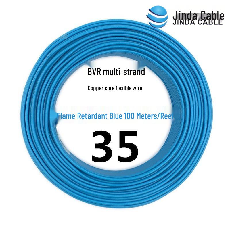 Jinda BVR Flame Retardant Single Core Multi-Strand Copper Wire 10/16/25mm² - Home & Industrial Use.
