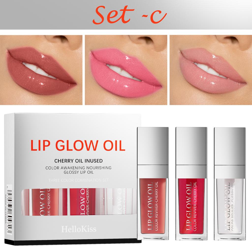 3PCS Lip Oil Lip Balm Moisturizing Nourishing Lip Glaze Transparent Toot Lip Nectar Glass Lip Moisturizing Lip Oil Lip Care
