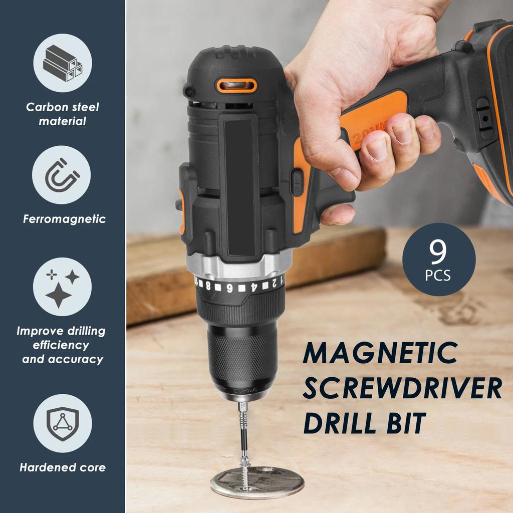 9/18Pcs Non-slip High Hardness Bit S2 Magnetic 5A Black Non-slip Cross Head Electric Drill Electric Screwdriver Bit Set