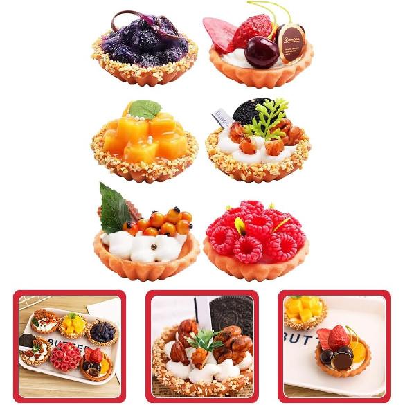 Hemoton 6Pcs Artificial Cake Set, Fake Simulation Realistic Food, Imitation Faux Fruit Cake Dessert, for Kitchen Party Decoration Display Props Model