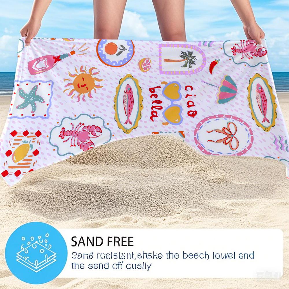 Italienischer Sommer Ciao Bella Übergroßes Mikrofaser Strandtuch Sandfest Schnelltrocknend, Saugfähig für Schwimmbad Reisen Camping