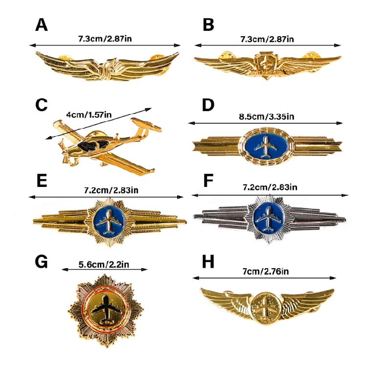 Pilot Badge Aviation Wing Badge Captain Chest Badge Metal Airlines Lapel Pin Airman Wing Pin