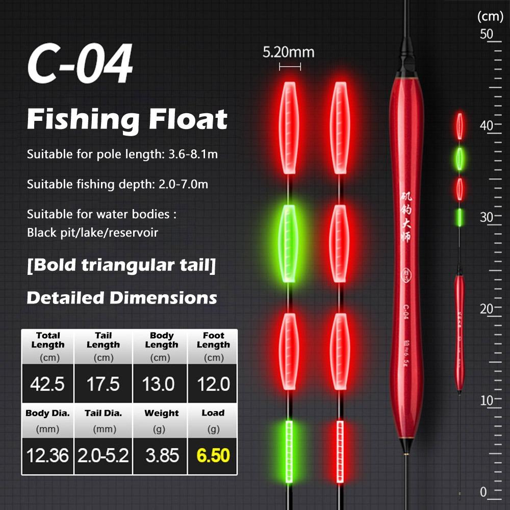 Indicator Electronic Fishing Float Long Tail Slip Drift Tube Light Float 4 Light Buoy Strike Bobbers Buoy Night Fishing