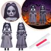 2-pack 2D Halloween-dekorationer, Läskig Spökflicka Docka Trädgårdsstolpar för Utomhusträdgård, Spökhus Markinsättningsskyltar