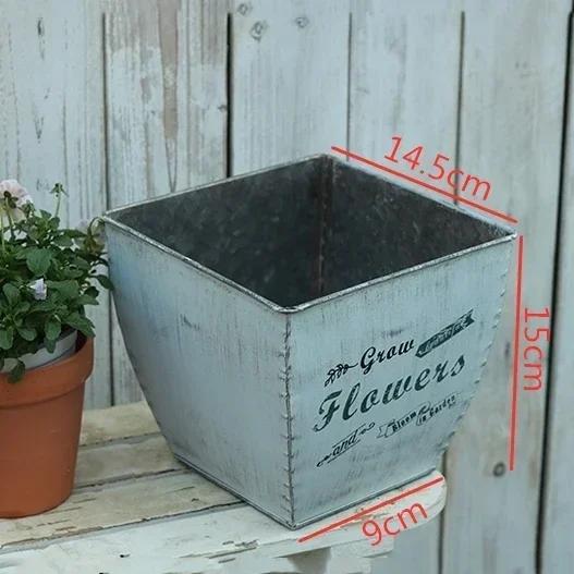 

Outdoors Courtyard Flower Pot Ironwork Retro Style Large Caliber Plant Planters Home Garden Balcony Decorate Vase Ornaments