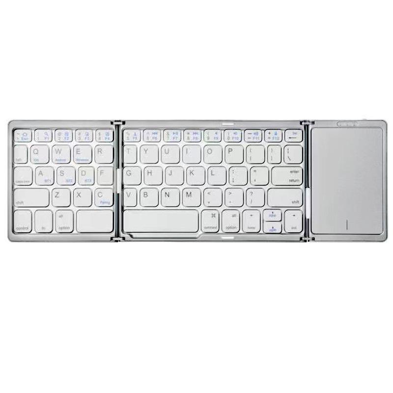3-Folding Keyboard Mini Wireless Keyboard Foldable Dual Bluetooth Keyboard with Touchpad for Windows Android IOS iPad Phone