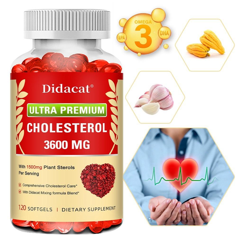 Cholesterol Supplement - Contains Phytosterols, Niacin, Red Yeast, Bergamot, Omega 3, and Garlic - Advanced Absorption Formula, 3 Pcs, 120 Servings