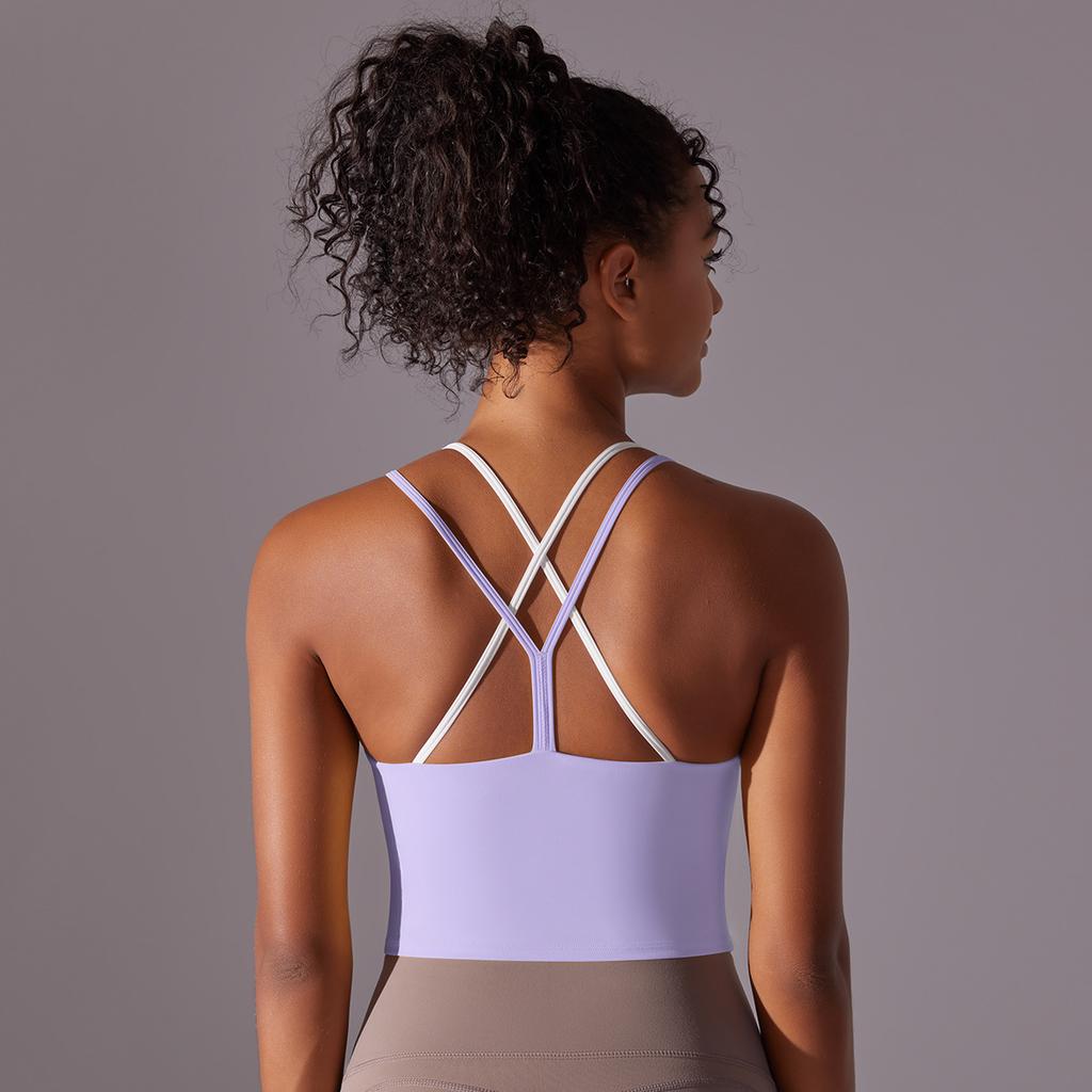 New Nude Camisole Sports Bra With Beautiful Back, Fake Two-Piece One-Piece Coaster, Yoga Bra, Shock Resistant Fitness Vest For Women
