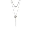 Trendy Double-Ring Pendant Tassel Necklace with Long Bar Clavicle Chain