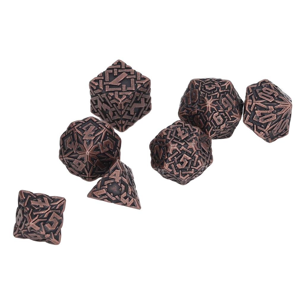 7pcs Metal Dice Set Different Polyhedral Shapes Maze Patterns Board Games Dice for Role Playing