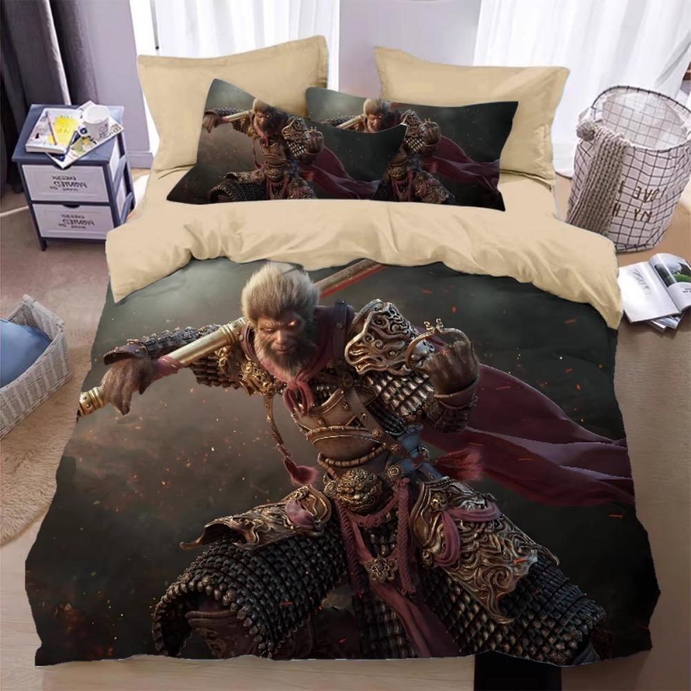 Black Monkey Game 2/3 Piece Bedroom set,Children'sGift Teenagers Adulte Microfibre Double Bed Duvet Cover with Zip Room Decor