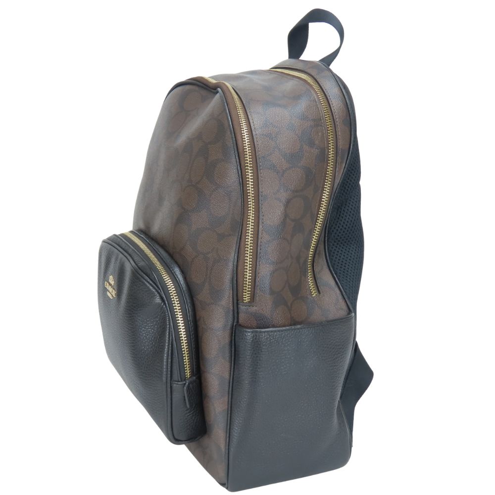 Used COACH Backpack Â· Daypack Signature 6495 PVC/leather Dark brown black Everyday use