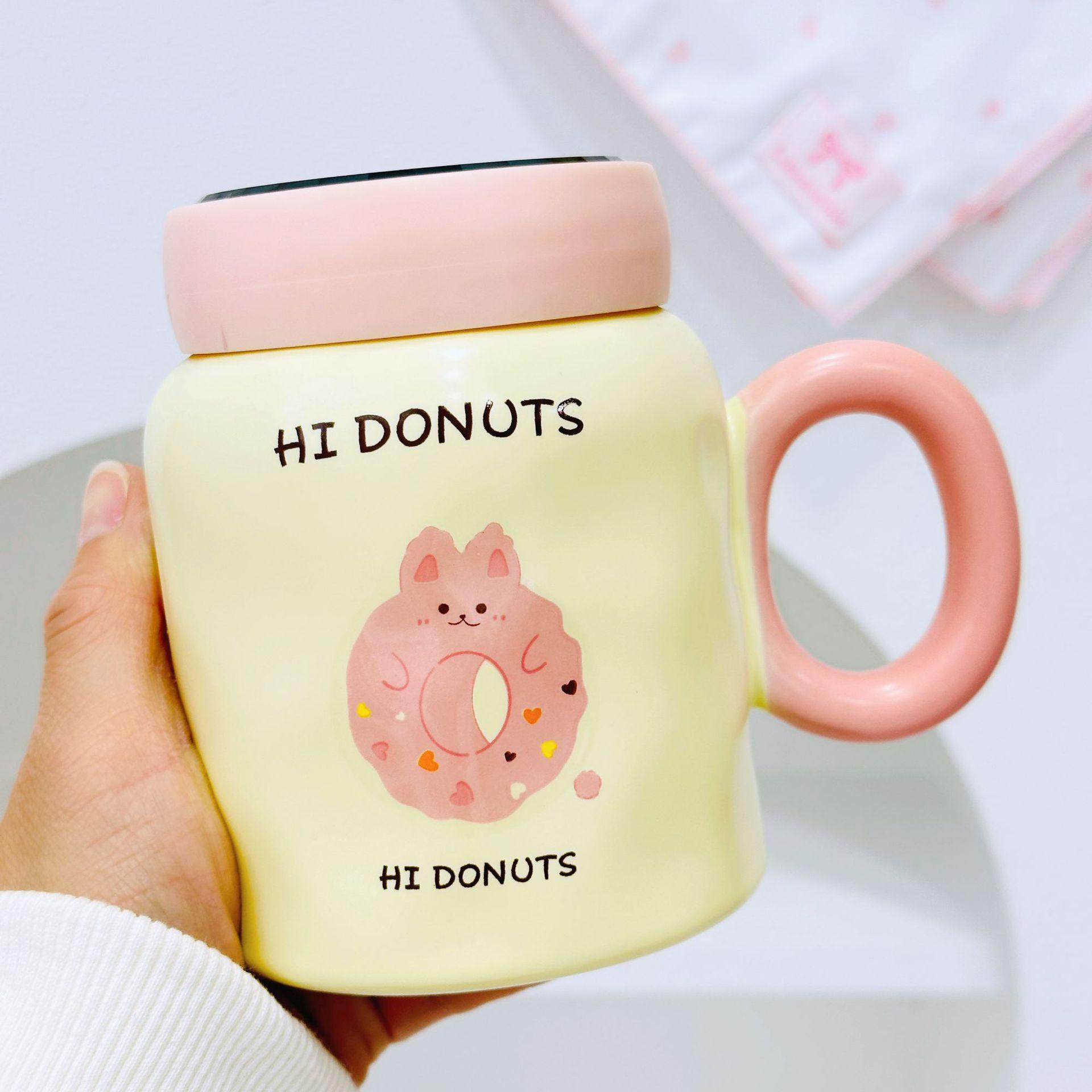 

Bear Cartoon Cute Ceramic Cup with Lid Mug Dustproof Spoon Water Cup High value Large Capacity Cup Office 350ML