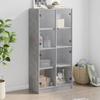 Highboard with Doors Concrete Grey 68 X 37 X 142 Cm Wood Based Material