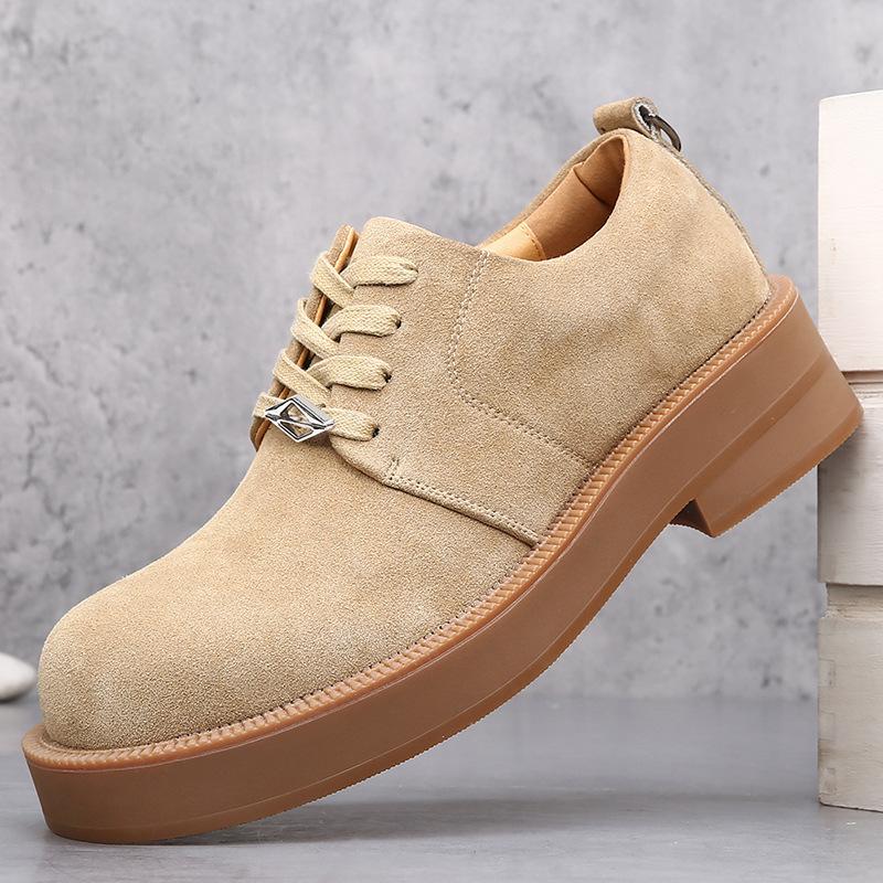 High mercerized flip fur Mickey Derby shoes men's rhubarb boots thick soles increase height casual tooling big head leather shoes tide