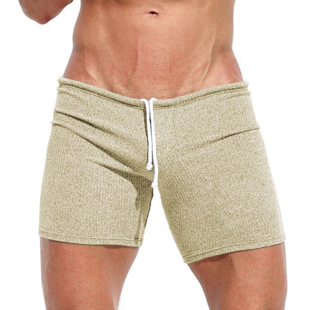 2026 Knee Length Pants Men Summer Drawstring Shorts Slim Fit Above Knee Length Solid Color Beach Sport Casual Shorts