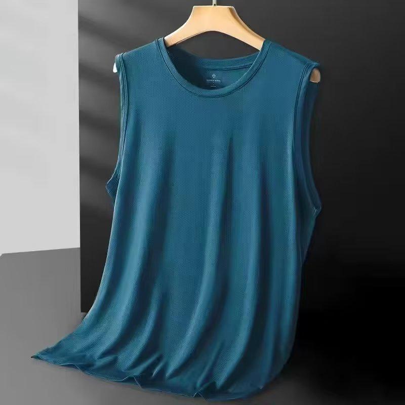 

Мужская дышащая сетчатая майка для фитнеса без рукавов - Однотонная, Большого размера M