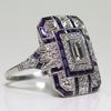 Wedding Engagement Women Retro Cubic Zirconia Inlaid Square Finger Ring Jewelry
