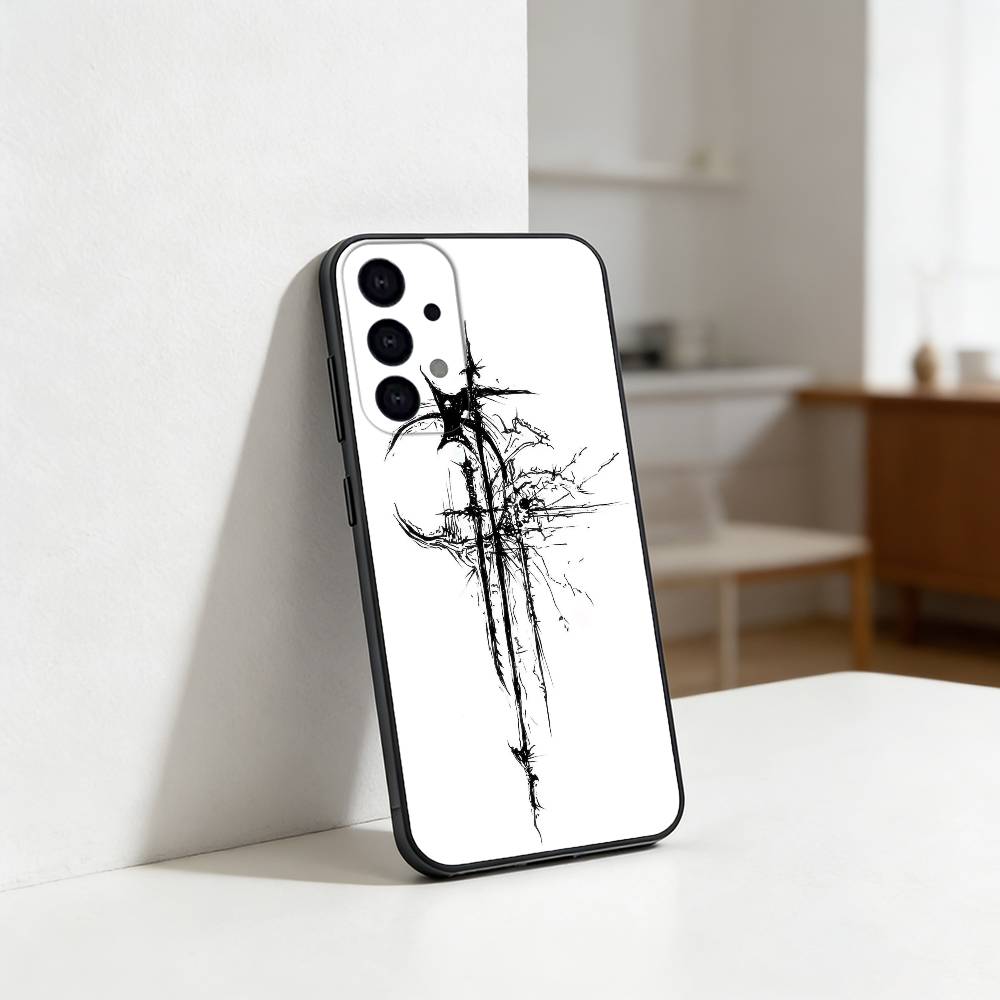 C-Cool Dark Gothic Cross Mark Phone Case For Samsung S25,S24,S21,S22,S23,S30,Ultra,S20,Plus,Fe,Lite Black Shell