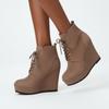 New Women Boots Plus Size Chunky Platform Ankle Boots Woman Autumn Winter Booties Fashion Lace Up Wedge Shoes for Women