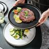 Flache Keramik Western Schale Haushalt 8 Zoll Schwarz Rutschfest Steakteller Restaurant Kommerziell Weiß Rund Nudel Tischgeschirr