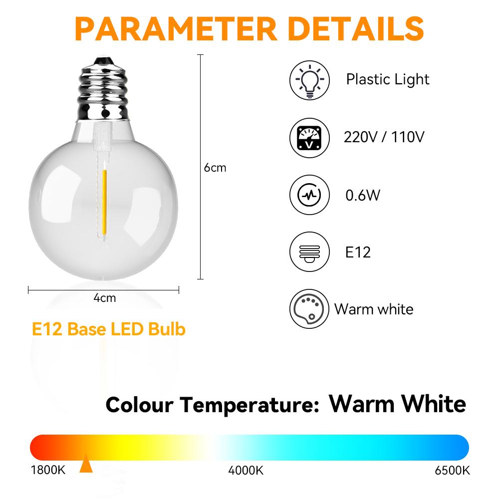 15M 30M G40 LED String Light Fairy Outdoor Light Garland Retro Wedding Backyard Decoration Garden Patio Light String