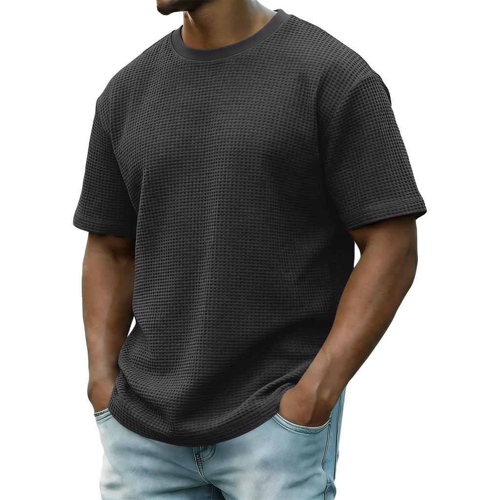 Men's Summer Short-Sleeve Top Men's Casual Fashion Textured Short-Sleeve Top