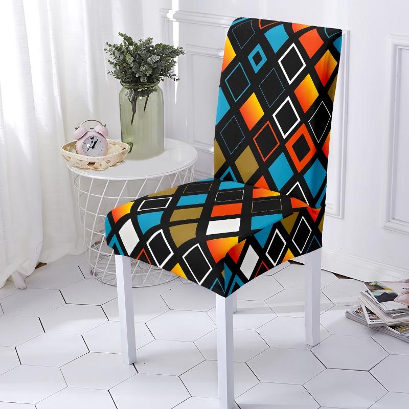 

Multicolor Elastic Chair Cover Printed Skin-Friendly Decorative Chair Cover Abstract Pattern All-Season Universal Seat Protector 1 pc