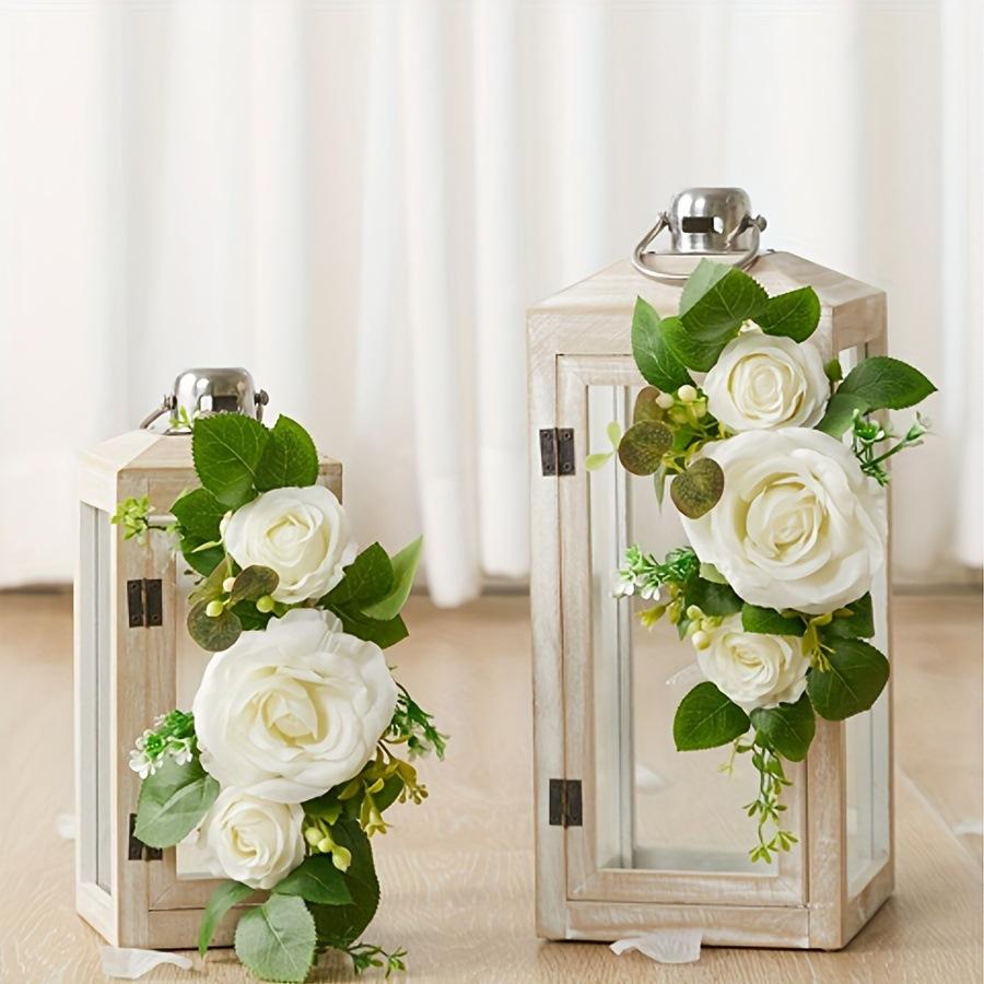 2 Adet Dış Mekan Yapay Gül Çok Renkli Sandalye Arkası Çiçek Kemer Köşe Çiçeği