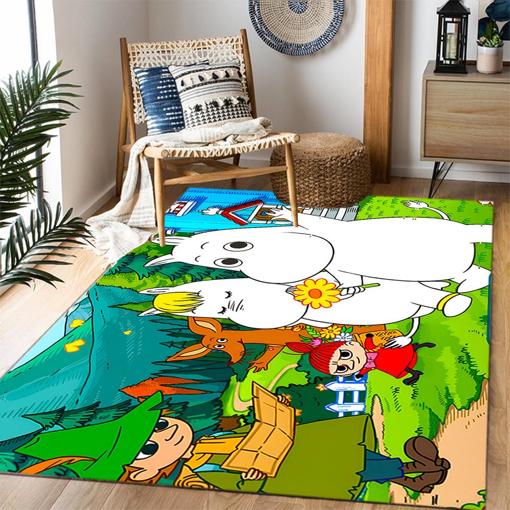 Tappeti Antiscivolo a Tema Avventura della Famiglia Moomin - Arredamento per la Casa in Poliestere, Adatti per Camere da Letto, Soggiorni, Ingressi, Studi e Decorazioni