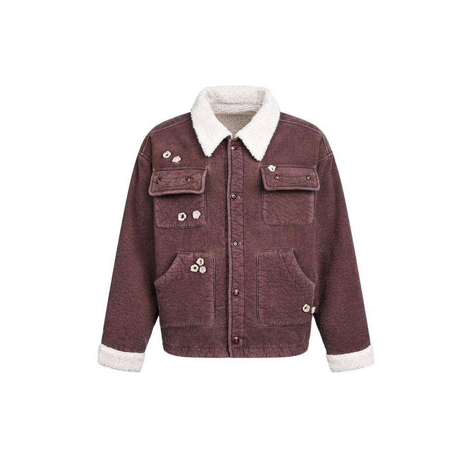 STAFFPICK Ретро хлопковая куртка из вельвета унисекс свободного кроя зимняя с плюшевой подкладкой верхняя одежда Large