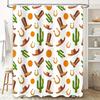 Western Style Cowboy Boots Cactus Shower Curtain Waterproof Bathroom Decor Home Textile Washable Fabric Print Pattern Wall Paper
