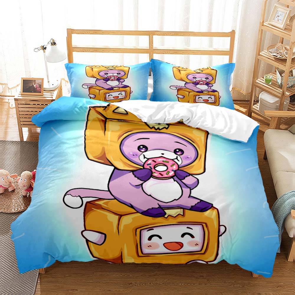 Lankybox Foxy Boxy Cute Cartoon 3D Printed Bedding Queen Bedding Set Customized King Size Bedding Set Soft and Comfortable