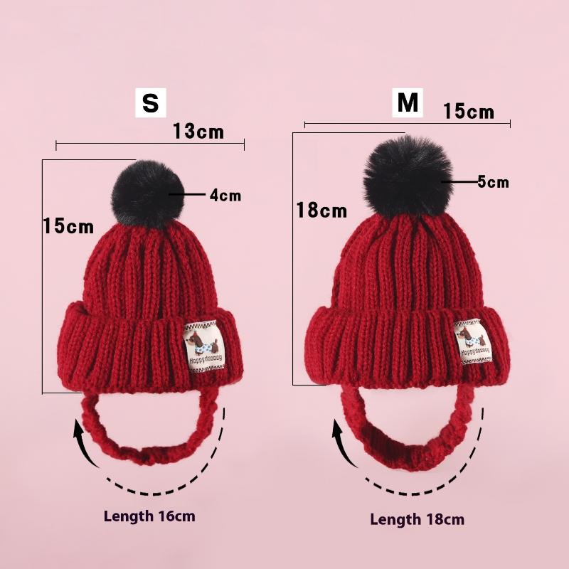 Winter Knitted Pet Dog Hat Ear Exposed Windproof Cat Headband Fashion Fur Ball Headgear for Autumn And Winter Pet Dress Up