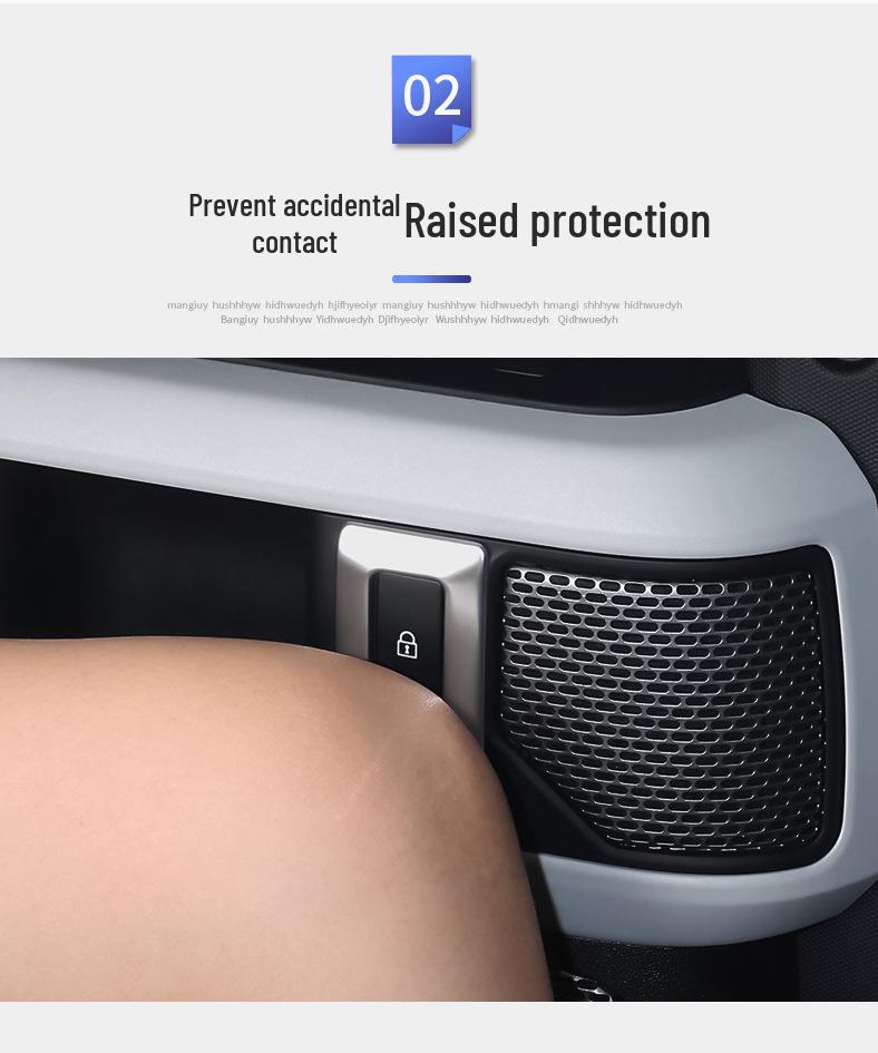 Adesivo Luminoso Anti-Toque Acidental para Botão de Trava de Porta para Land Rover Defender 2020-2025.