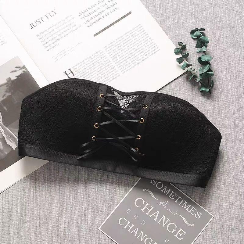 Viala B Lace Strapless Push-up Bra - No Underwire, Adjustable, Sexy Back Design Lingerie for Small Busts