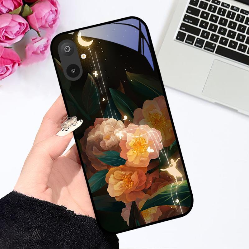 Luksusowe etui ze szkła hartowanego do Samsunga A06 A16, twarde etui ze szkła PC do Samsunga Galaxy M06 F06 M16 F16, odporne na wstrząsy