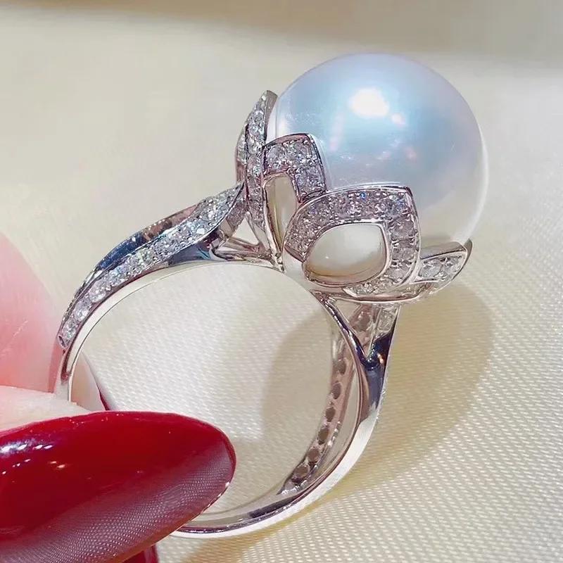 

Full Color Iced CZ Premium Pearl Women s Ring High Quality Copper Bridal Wedding Luxury Fashion 2026 New Zircon 6