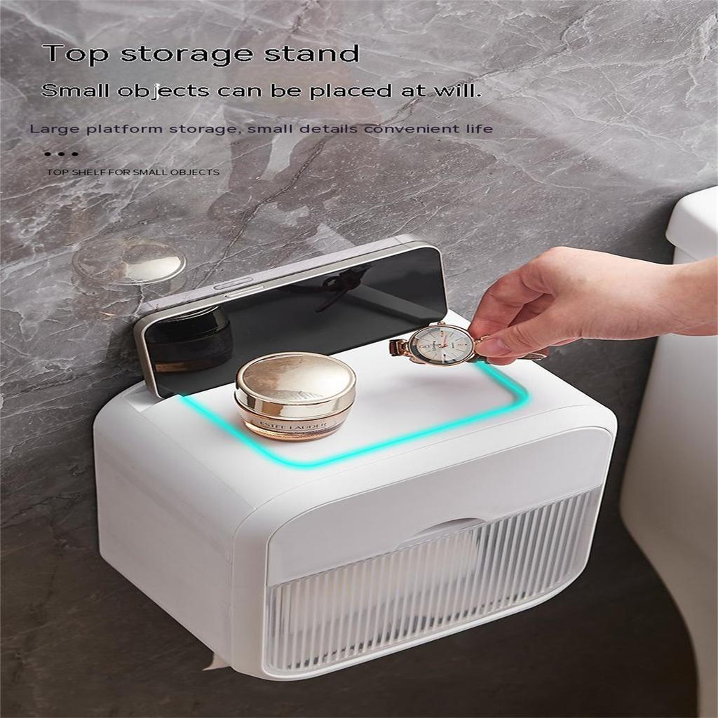 Bathroom Tissue Storage Cases Multi-functional Wall-mounted Light Luxury Wave Pattern Toilet Paper Dispenser Box