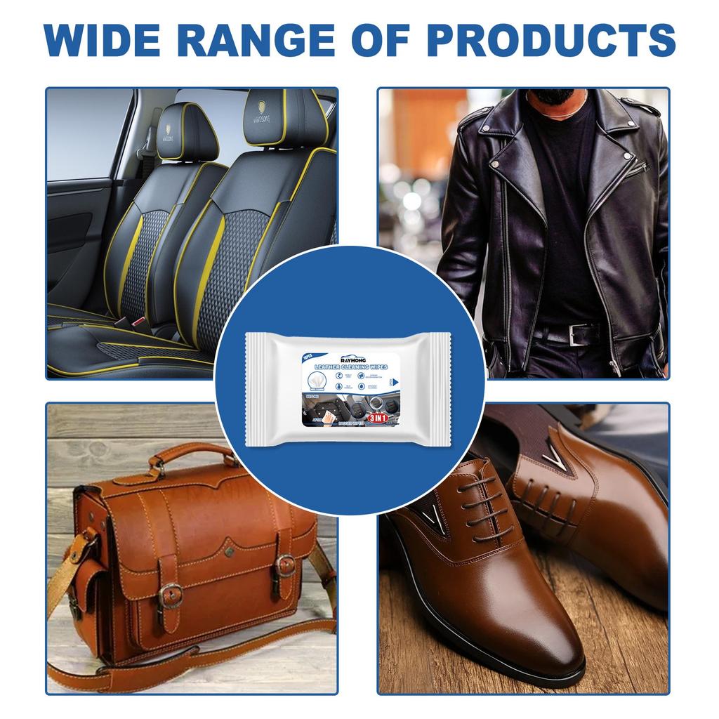 10Pcs 3in1 Disposable Car Leather Cleaning Wipes Seat Car Interior Cleaning Wipes Non Washable Decontamination Leather Towel