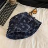 Rough Star Denim Bucket Hat Women's Blue Niche Design Sense Basin Hat Big Head Circumference Shows Face Small Bucket Hat Tide