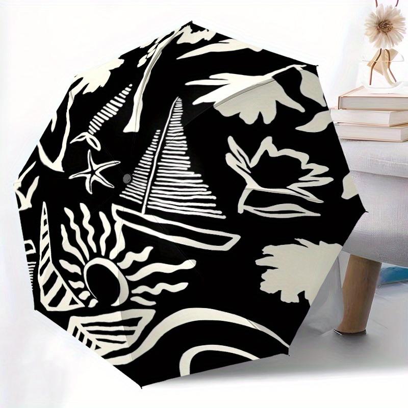 1pc Sailboat Sun Automatic Open/Close Umbrella with One Touch Button,, Windproof Design   Lightweight Portable Umbrella for Women & Men6109