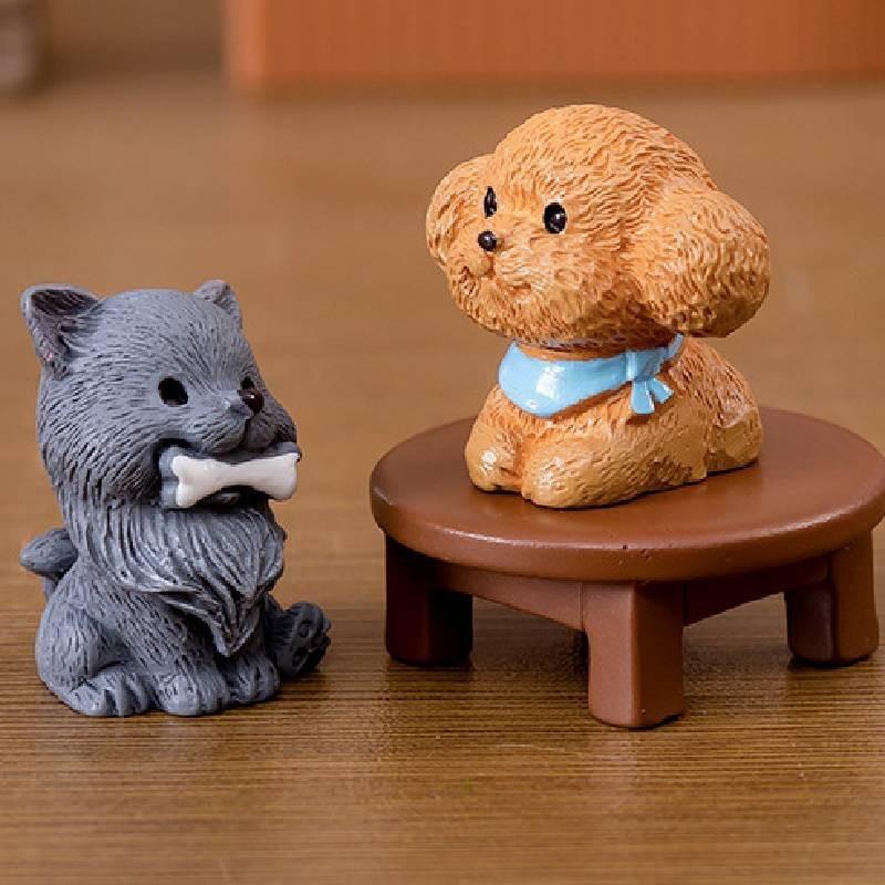 Adorable Mini Resin Dog Figurines For Desktop Or Car Decoration Blind Box