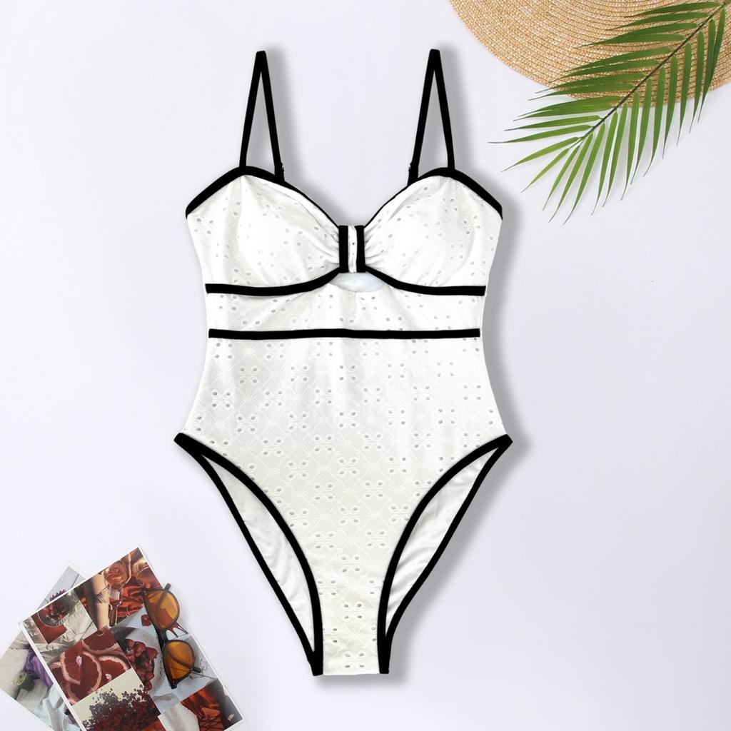 Maillot de bain une pièce tendance pour femme, Couleur, Design ajouré, Couvrant le ventre, Amincissant, Maillot de bain européen et américain.