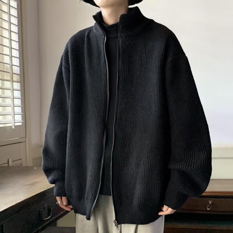 Cardigan Sweater Men'S Spring And Autumn Japanese Retro Loose Lazy Style Knitted Sweater Wear Men'S Zipper Thread Jacket
