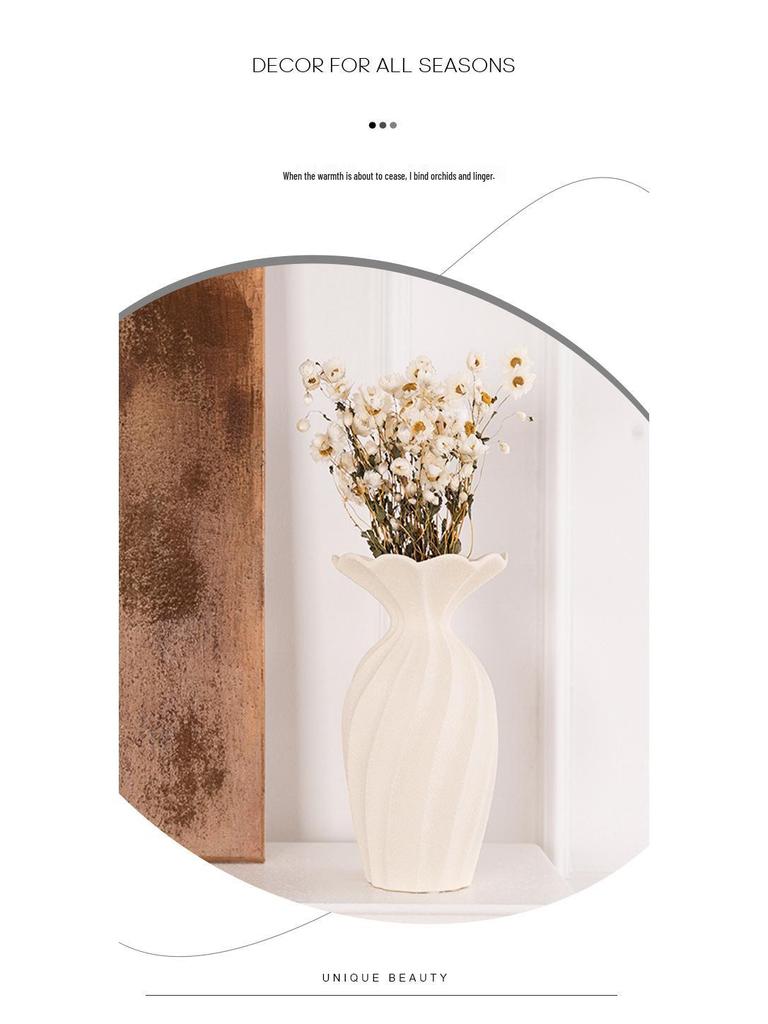 High-End Französische Keramikvase für minimalistische Wohnzimmer – Kunstvolles Trocken- und Hydrokultur-Blumenarrangement