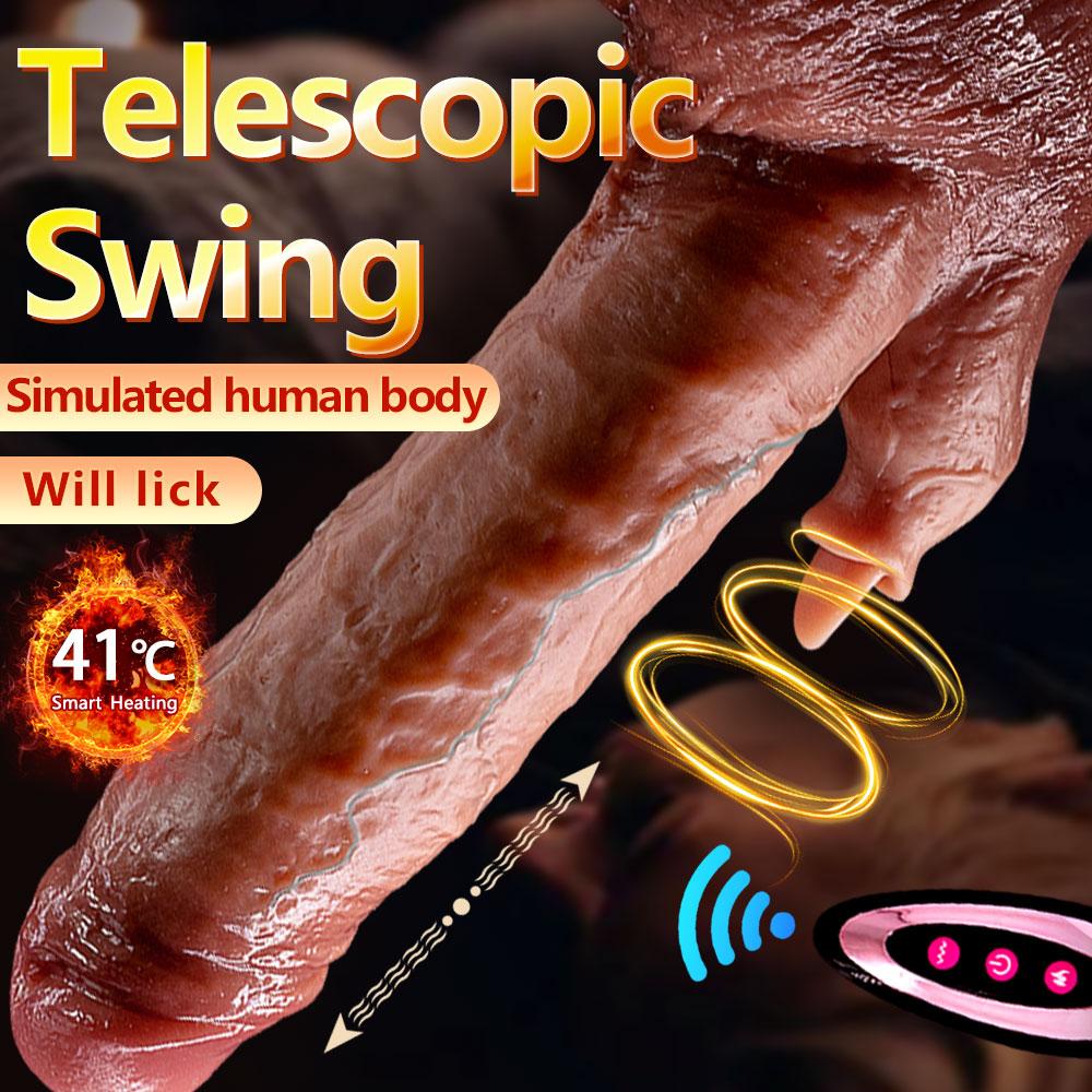 Big Tongue Automatic Expansion Swing Tongue Licking Silicone Penis Dildo Female Heating Vibrator Artificial Penis Adult Sex Toys